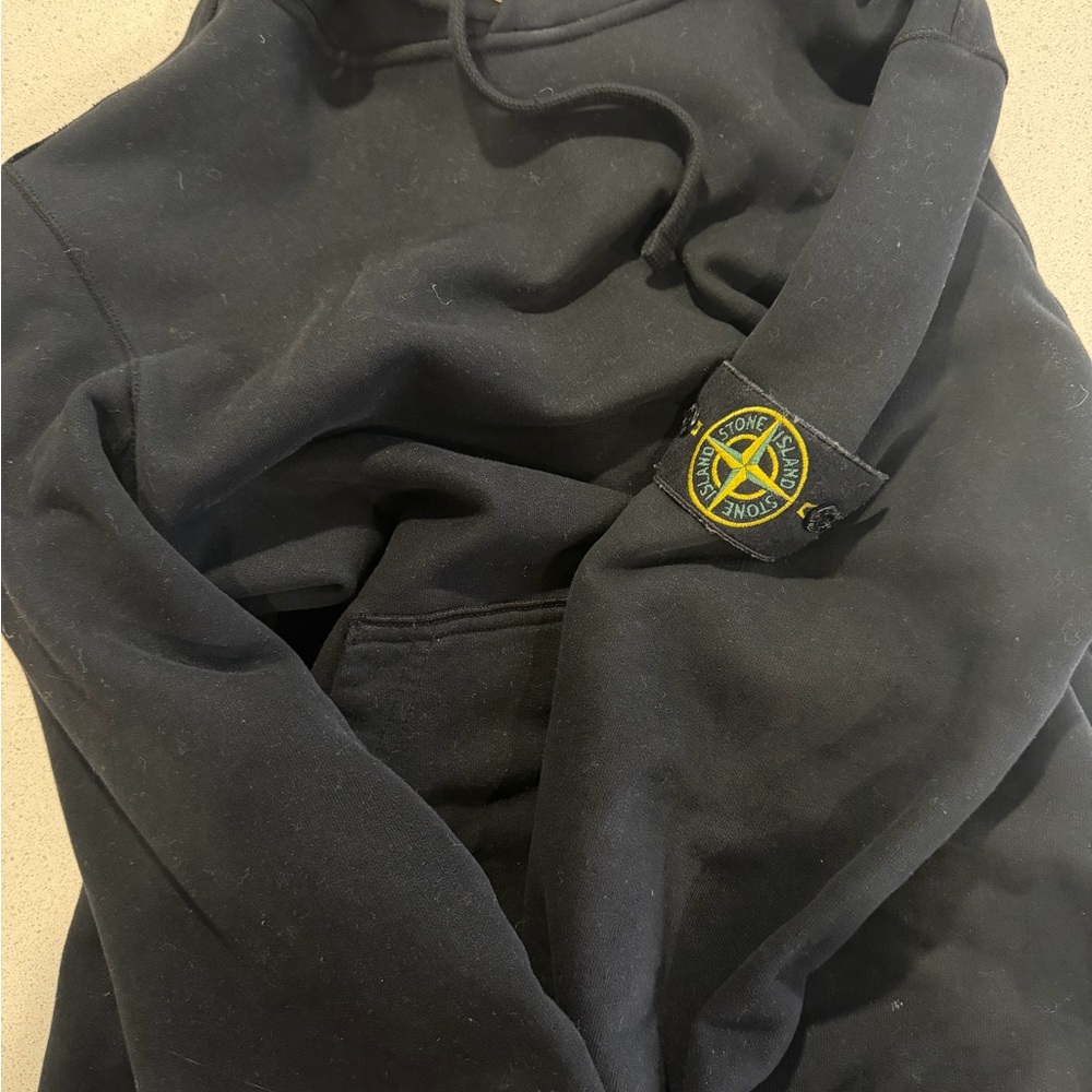 Stone Island Black Hoodie with Yellow Compass Patch